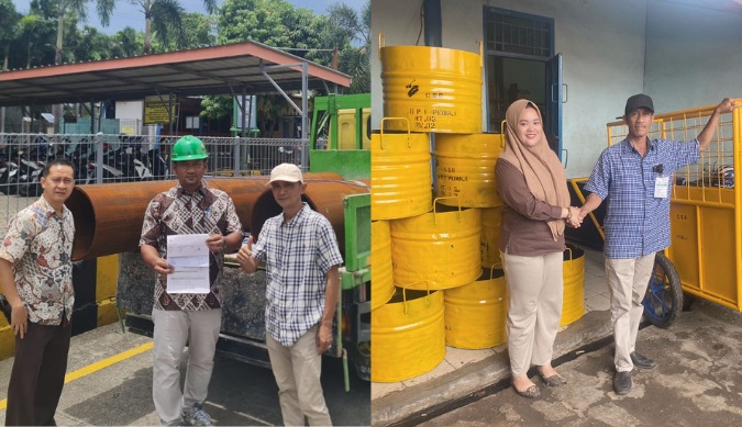 BPI Berikan Gerobak, Tempat Sampah dan Pipa untuk Warga Setempat